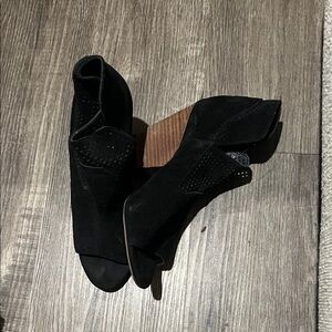 Steven By Steve Madden Black Suede Peep-Toe Booties